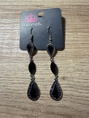 paparazzi Black Faceted Teardrop Dangle Earrings